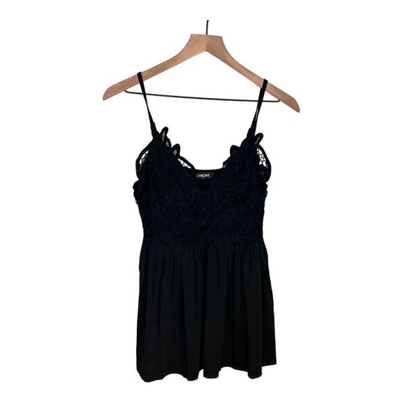 Sexy Contrast Lace V-Neck Cami Top Spaghetti Strap Tank V Neck Black Size Small - Picture 5 of 12